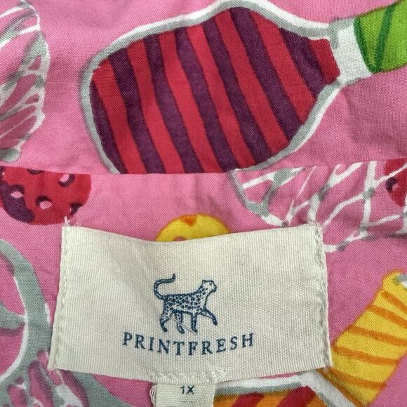 Printfresh Pajama Set Women 1X Pretty in Pickleball Short Sleeve Cropped Pants - Picture 14 of 16